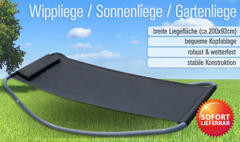 XXL Gartenliege XXL 200x130x32 cm Wippliege mit Metallgestell