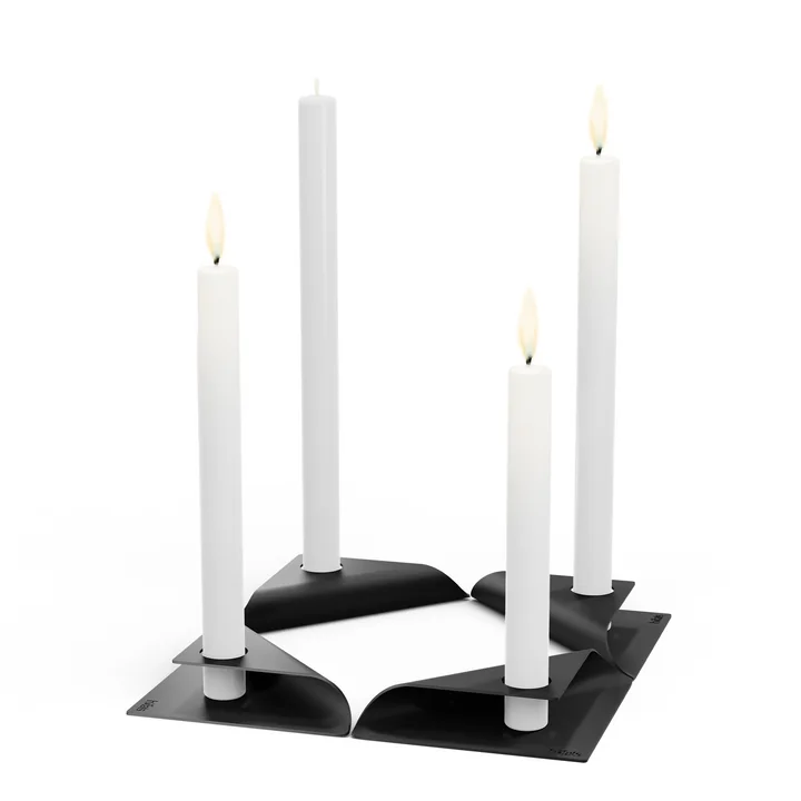 höfats - Square Candle Kerzenhalter, schwarz (4er-Set)
