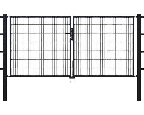 ALBERTS Flexo 300 x 100 cm dubbele poort van gelast gaas, inclusief palen van 8 x 8 cm, antraciet
