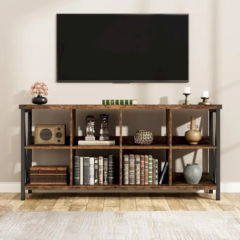 8 Cube Storage Organizer Bookcases, 3 Tier Metal Horizontal Bookcase