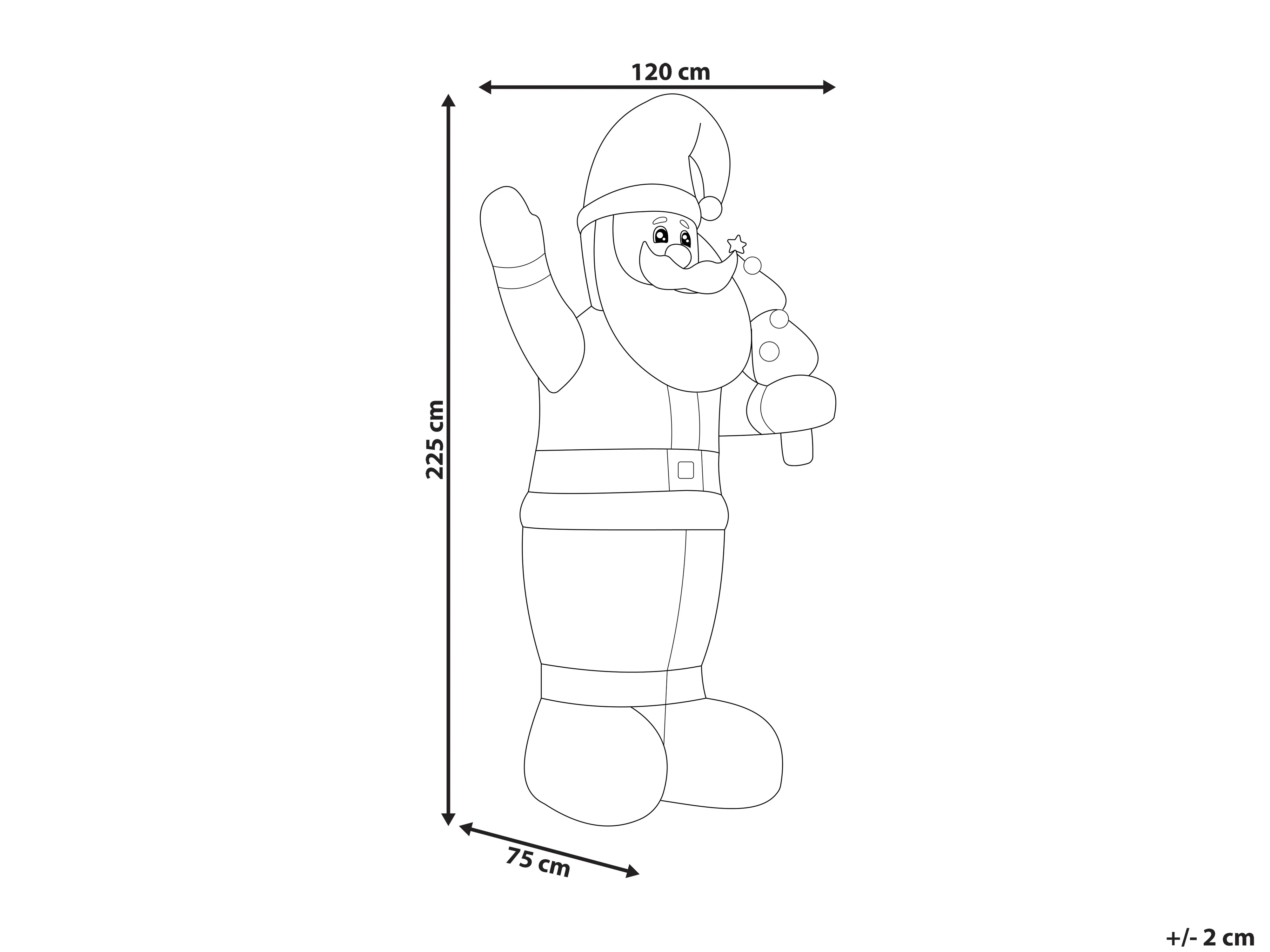 Opblaasbare buitendecoratie LED IVALO Kerstman 225 cm Rood
