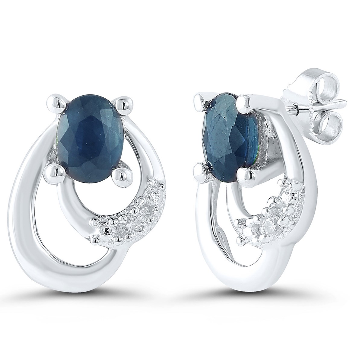 Boucles d'oreilles Brillaxis or blanc saphir diamant