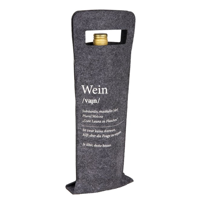 Geschenktasche für Weinflasche - grau - aus Filz - ca. 42 x 14,5 cm - 1 Stück