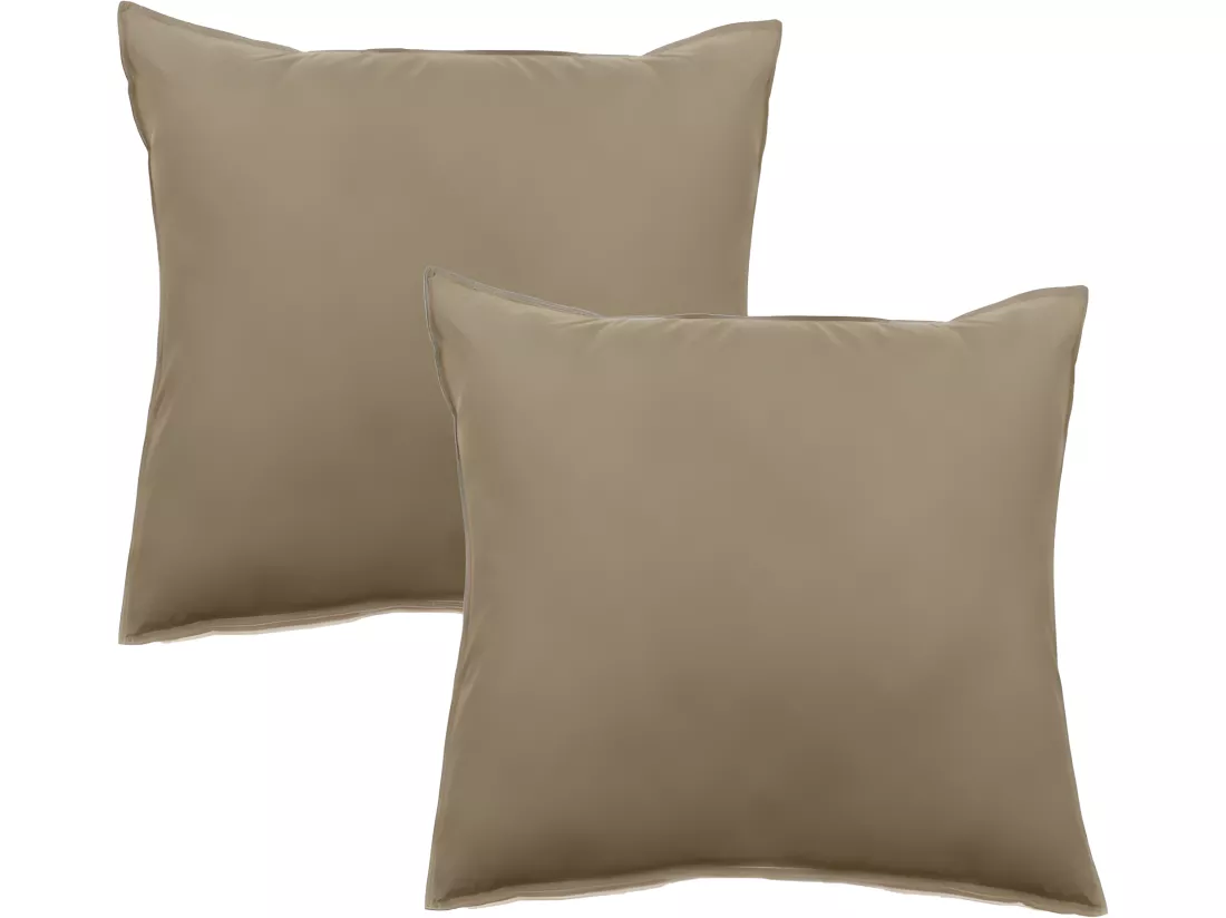 Lot De 2 Taies D’oreiller Pur Coton Teint Lavé 63 Fils/cm² Vent Du Sud - Camel - 65 X 65 Cm