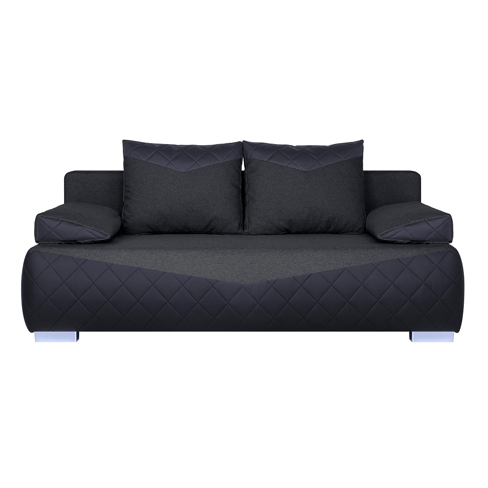 Boxspringsofa - schwarz-anthrazit - Karosteppung - Dauerschläfer