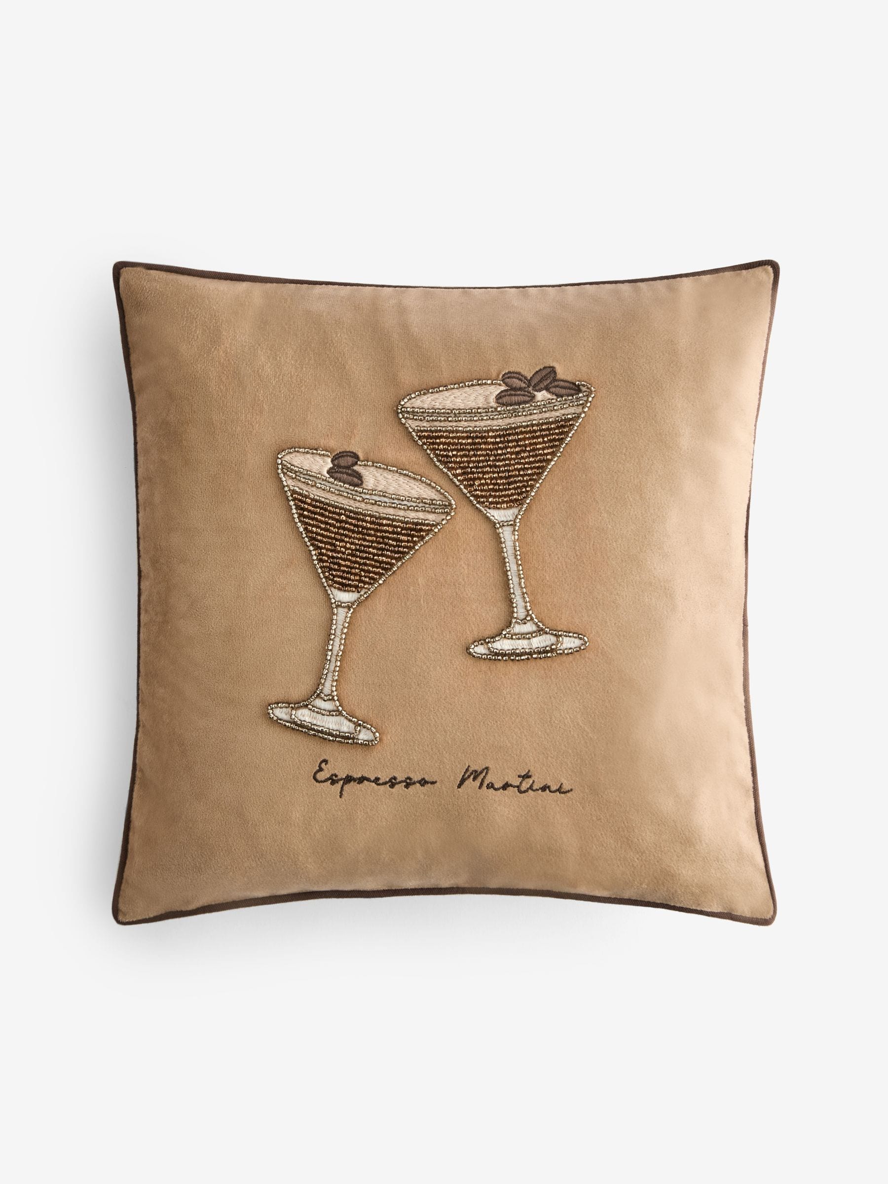 35 x 35cm Embellished Espresso Martini Cushion