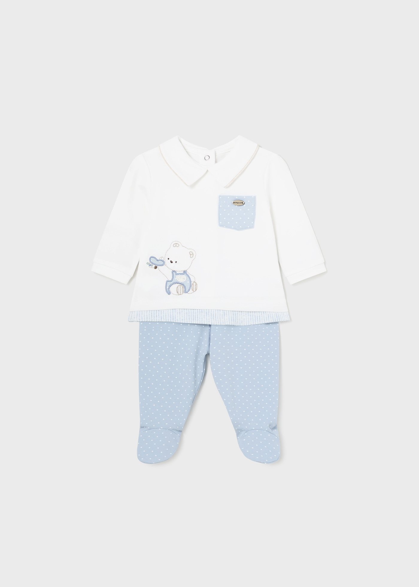 Conjunto de algodão Better Cotton de 2 peças para recém-nascidos, com estampa de eucalipto.
