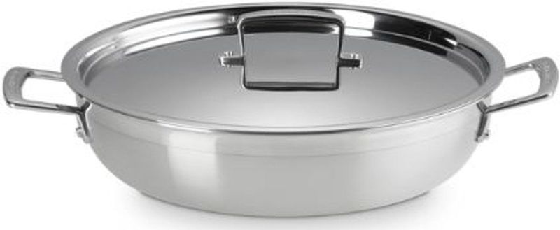 Le Creuset 3-laags roestvrijstalen braadpan met antiaanbaklaag | Deksel | 30 cm | 4,8 l