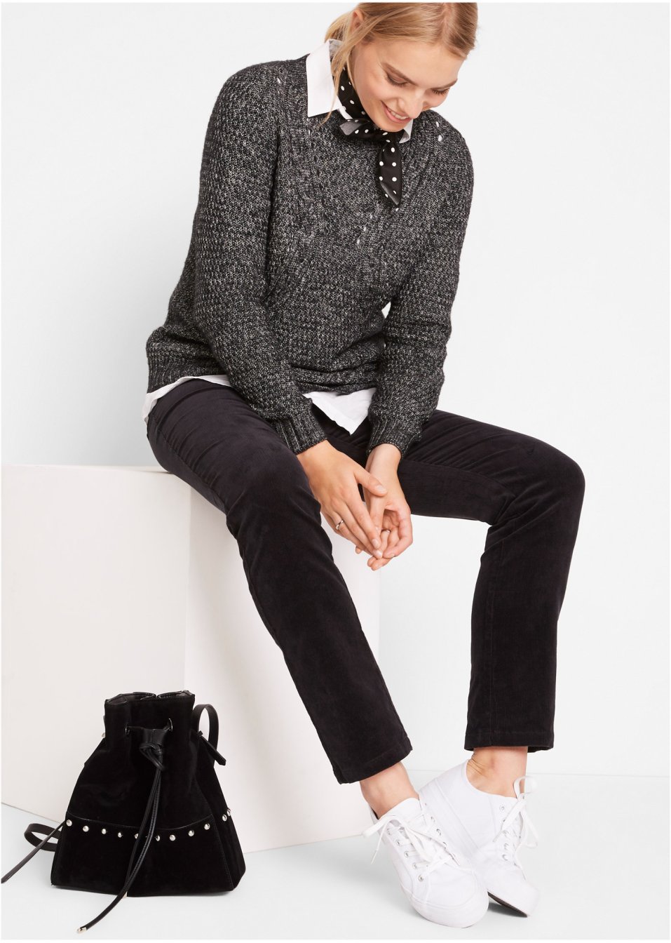 Pantalon stretch en velours côtelé, Straight