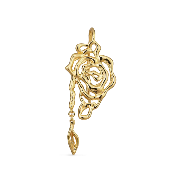 Jane Kønig Rose Earring with leaf drop