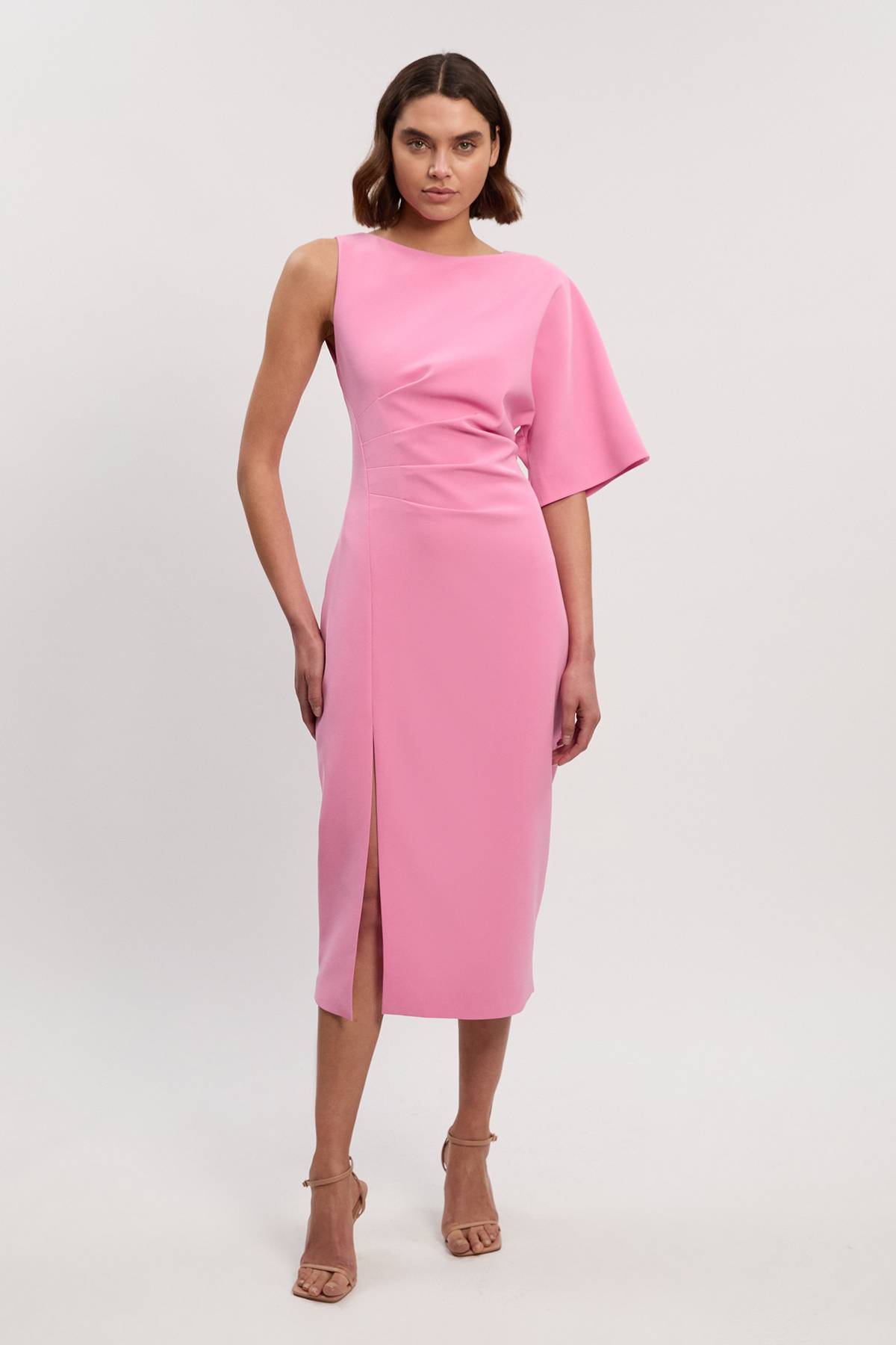 KarenMillen Robe Crayon Mi-Longue Asymétrique Ajustée Douce