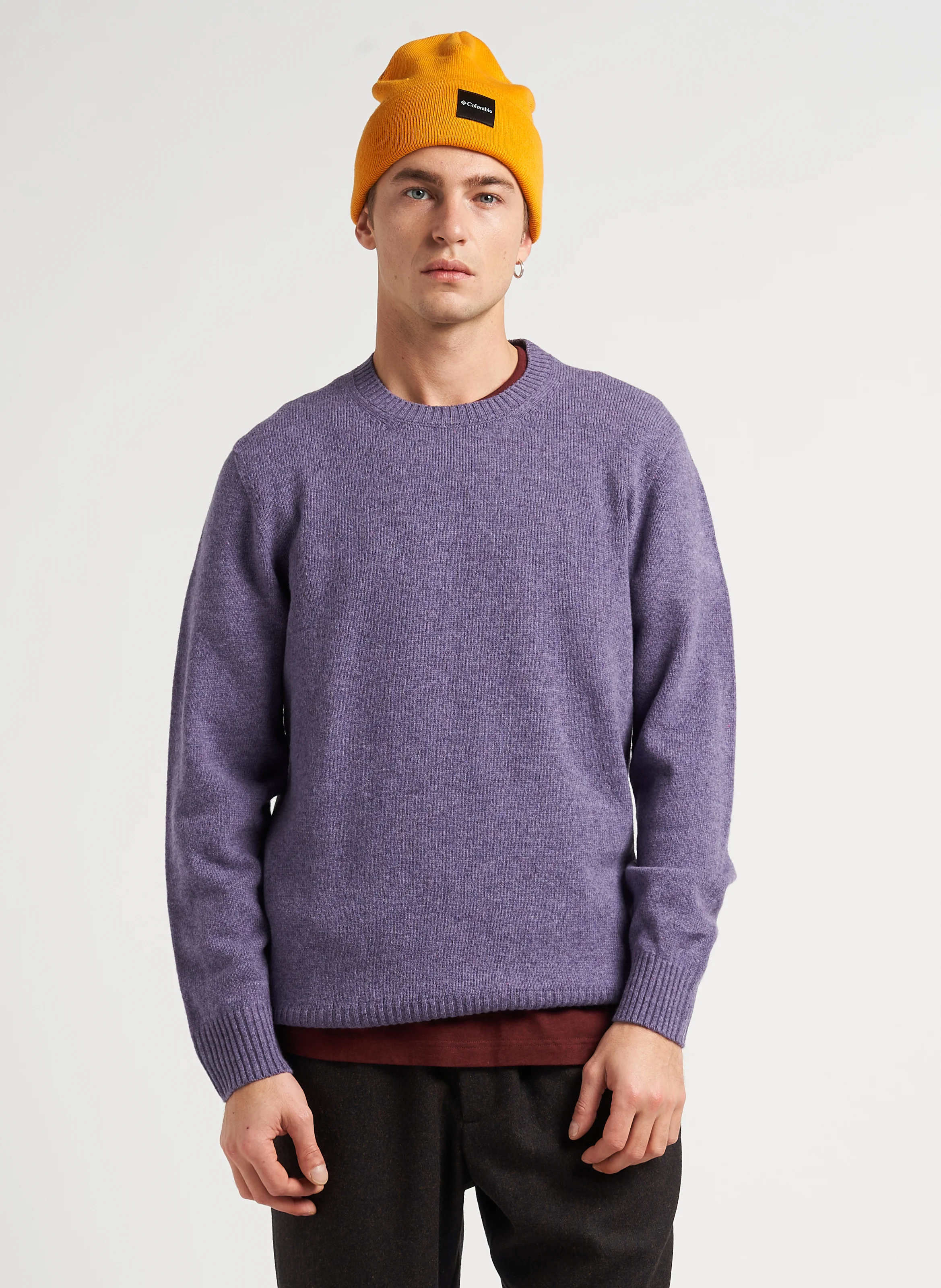Pull col rond en laine| Violet