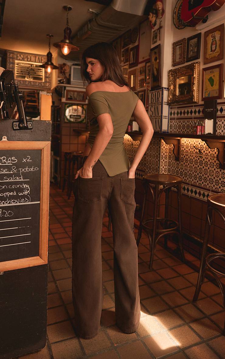 Chocolat Jean Large À Détail De Panneau Au Crochet