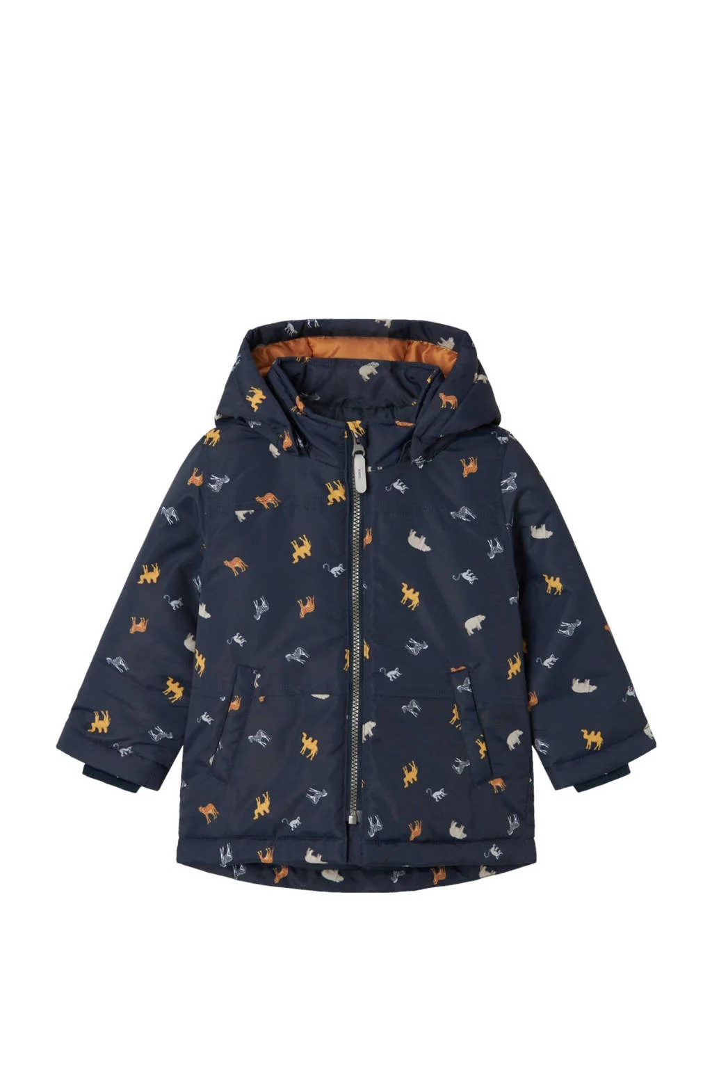 NAME IT winterjas met all over print donkerblauw