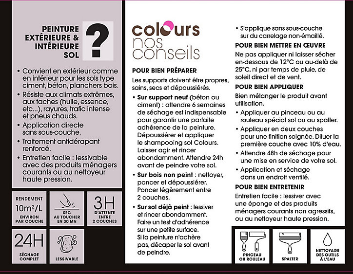 Peinture extérieure sol Colours Premium gris ciment satin 0,5L