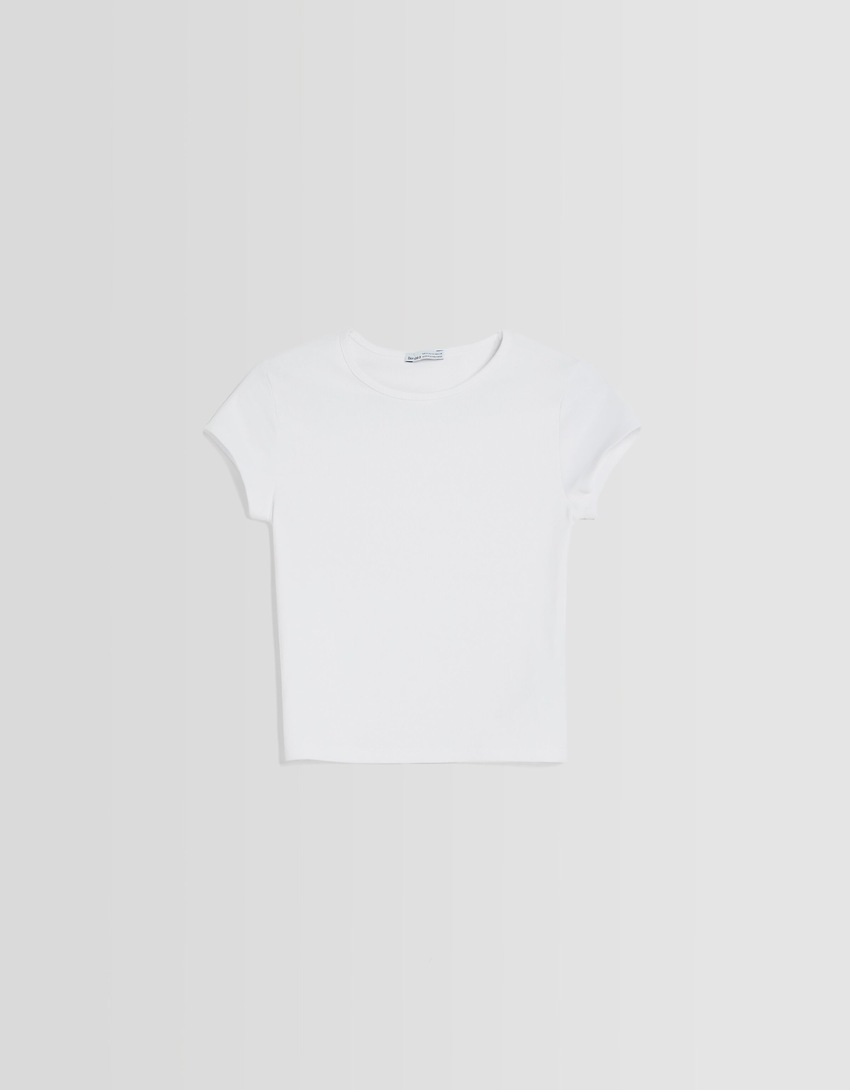 Camiseta canelada de manga curta