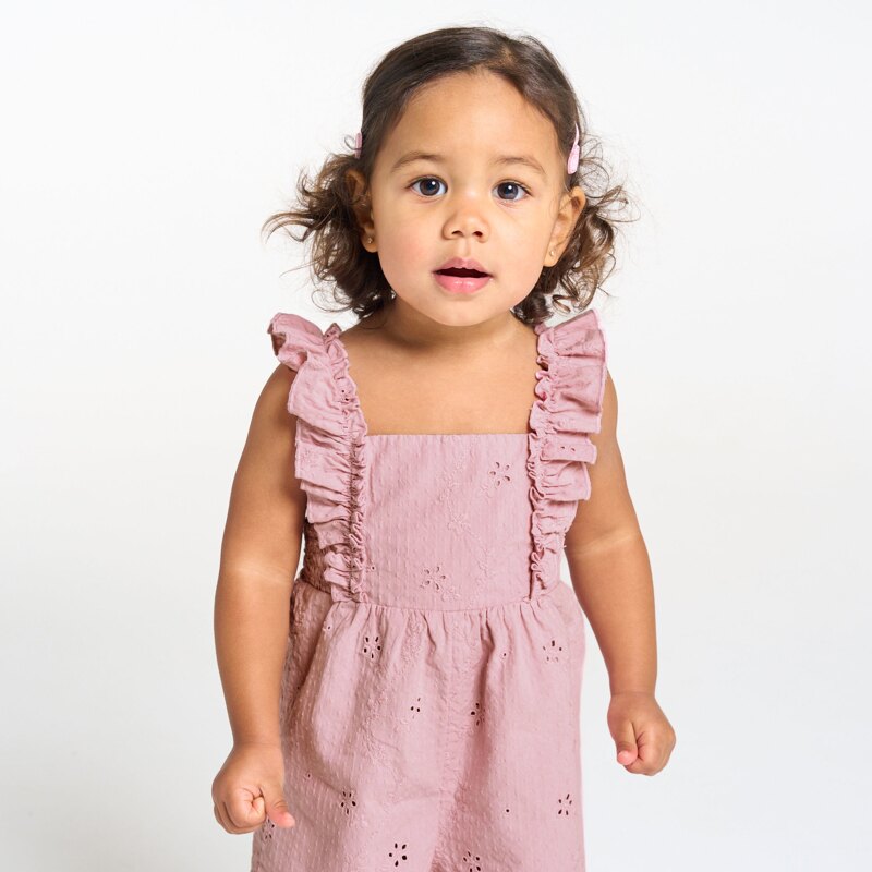 Combinaison courte brodée rose bébé fille Mauve Violet