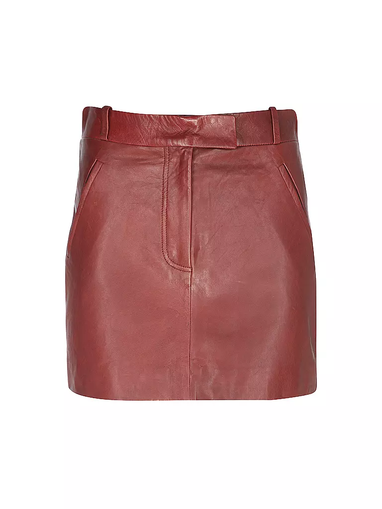 TELA Leder Minirock dunkelrot