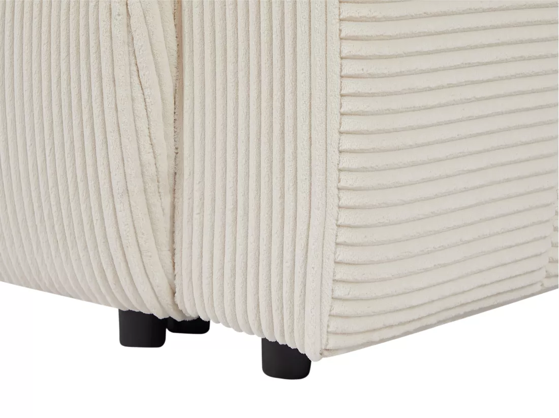 Canapé d'angle gauche convertible en velours côtelé beige RICIA