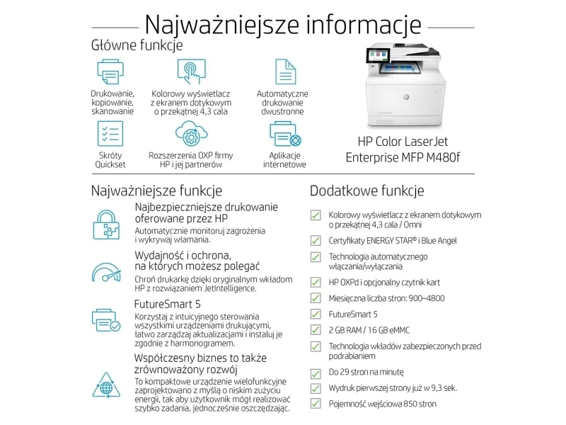 HP Color LaserJet Ent MFP M480f Printer