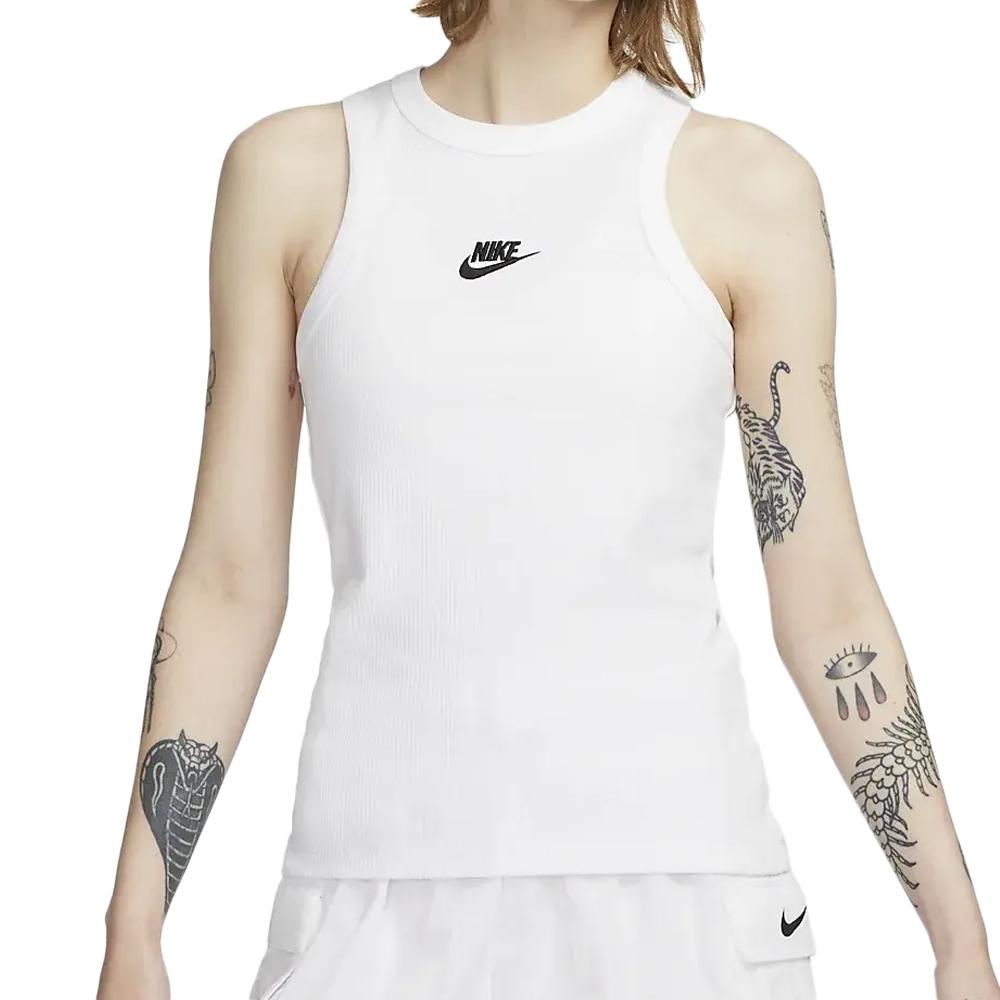 Nike Débardeur Blanc Femme Nike Nsw Rib