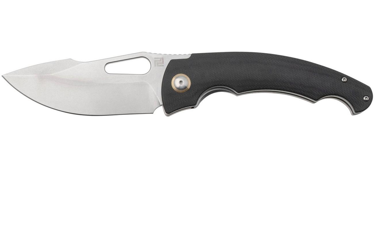 Artisan Cutlery Xcellerator 1860P-MBK, Stonewashed AR-RPM9, Black Micarta zakmes, Mike Snody design