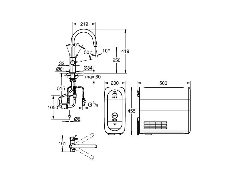 GROHE Küchenarmatur Blue Home C-Auslauf, Starter Kit, Super Die frischste Wasserquellen
