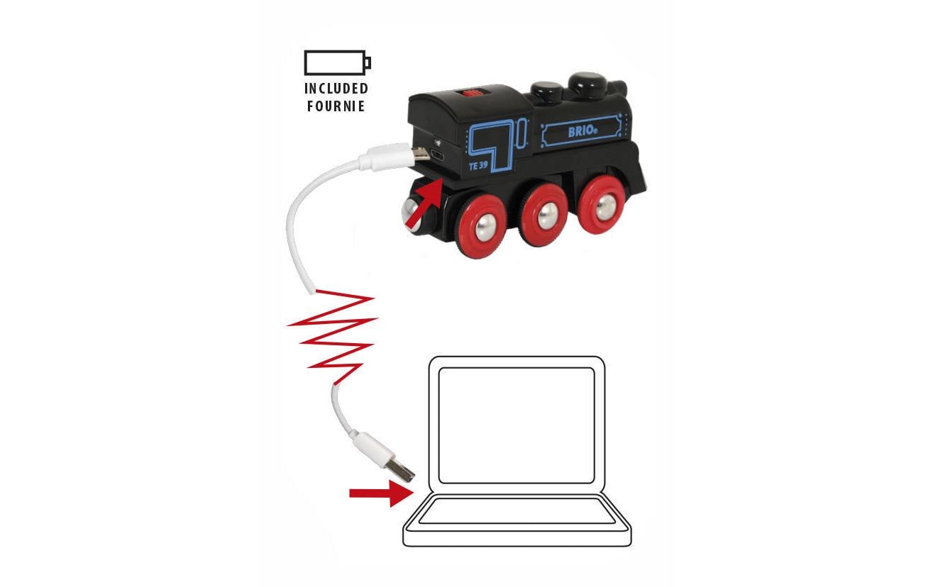 Eisenbahn Schwarze Akku-Lok mit Mini-USBAkku-Lok, schwarz