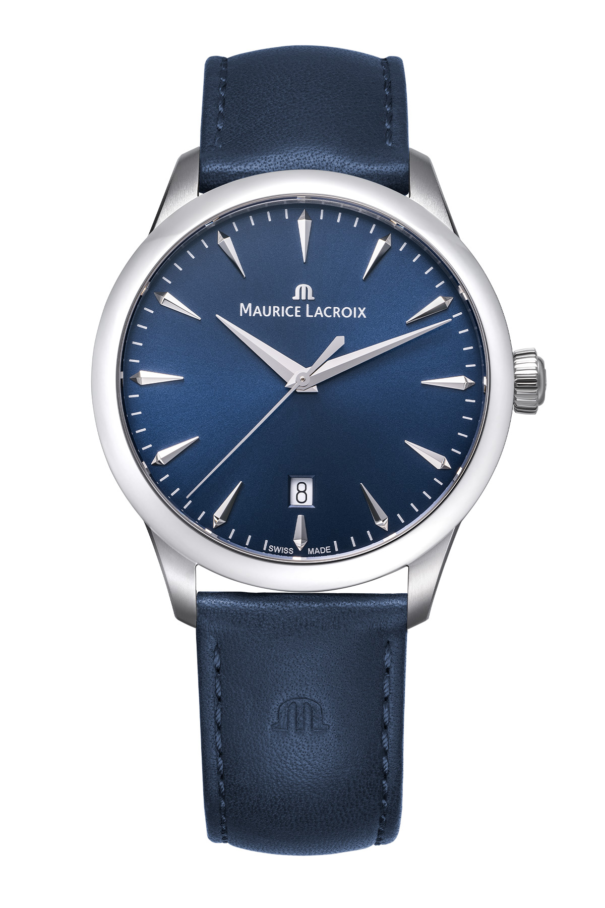 Maurice Lacroix 1975 Quarz Date 39mm Blau Leder