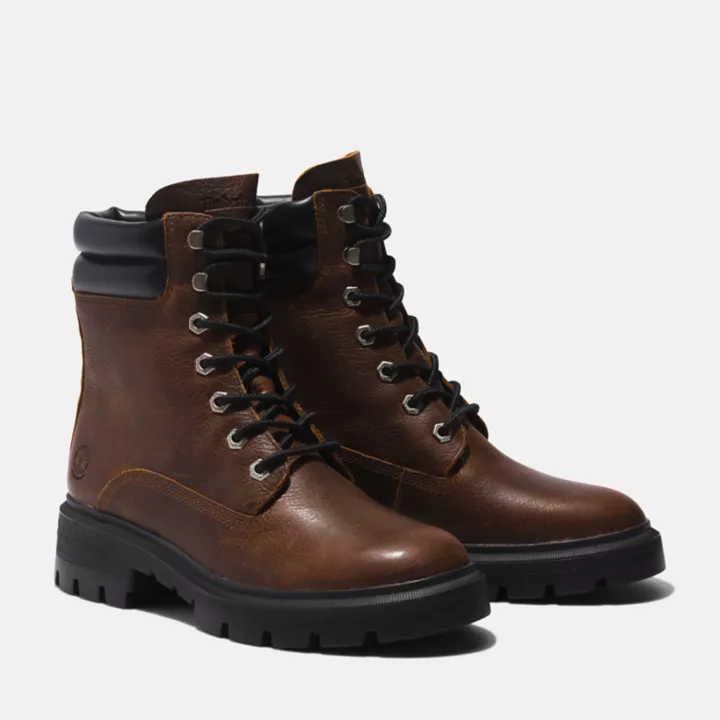 Bota impermeável feminina Cortina Valley de 6 polegadas na cor marrom escuro.