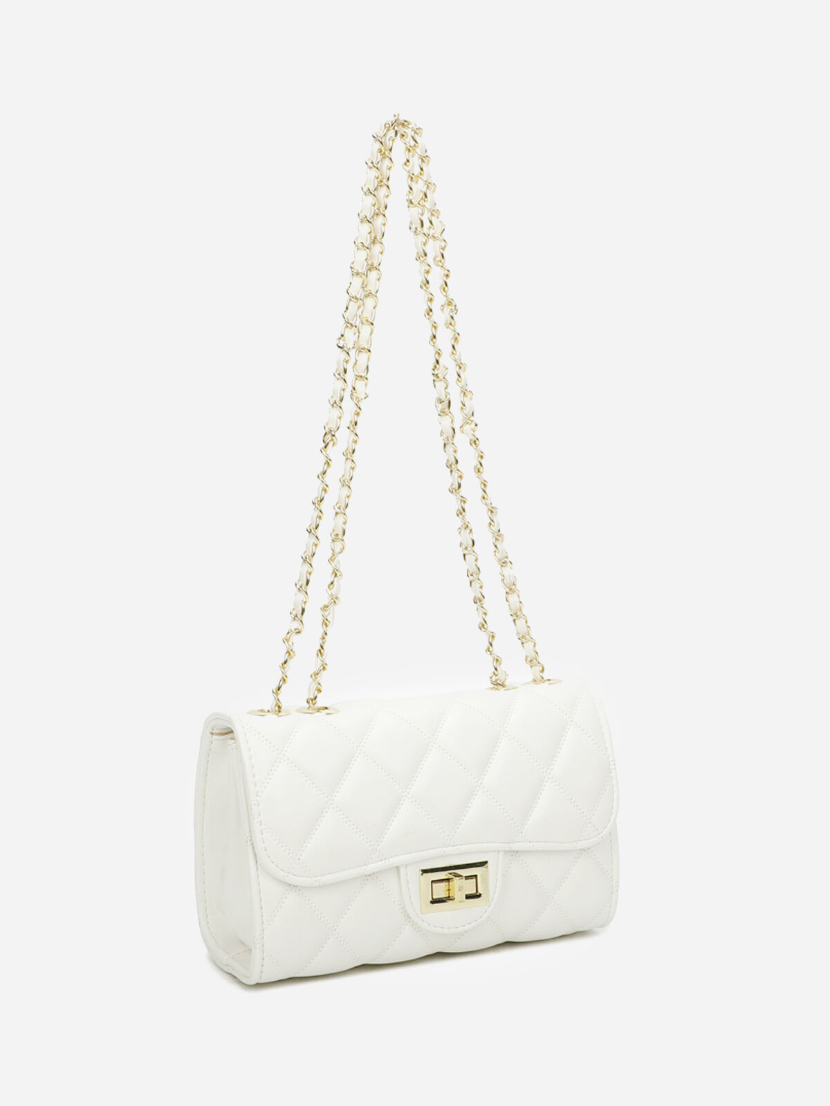 Sac matelassé à anse métallique- Blanc
