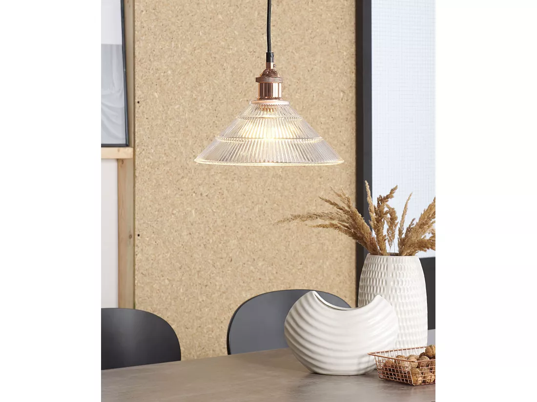 Lampe suspension CURONE Verre Cuivré