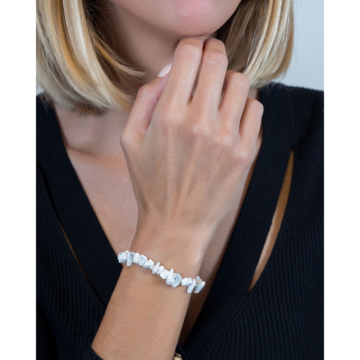 Bracelet réglable pierres de howlite