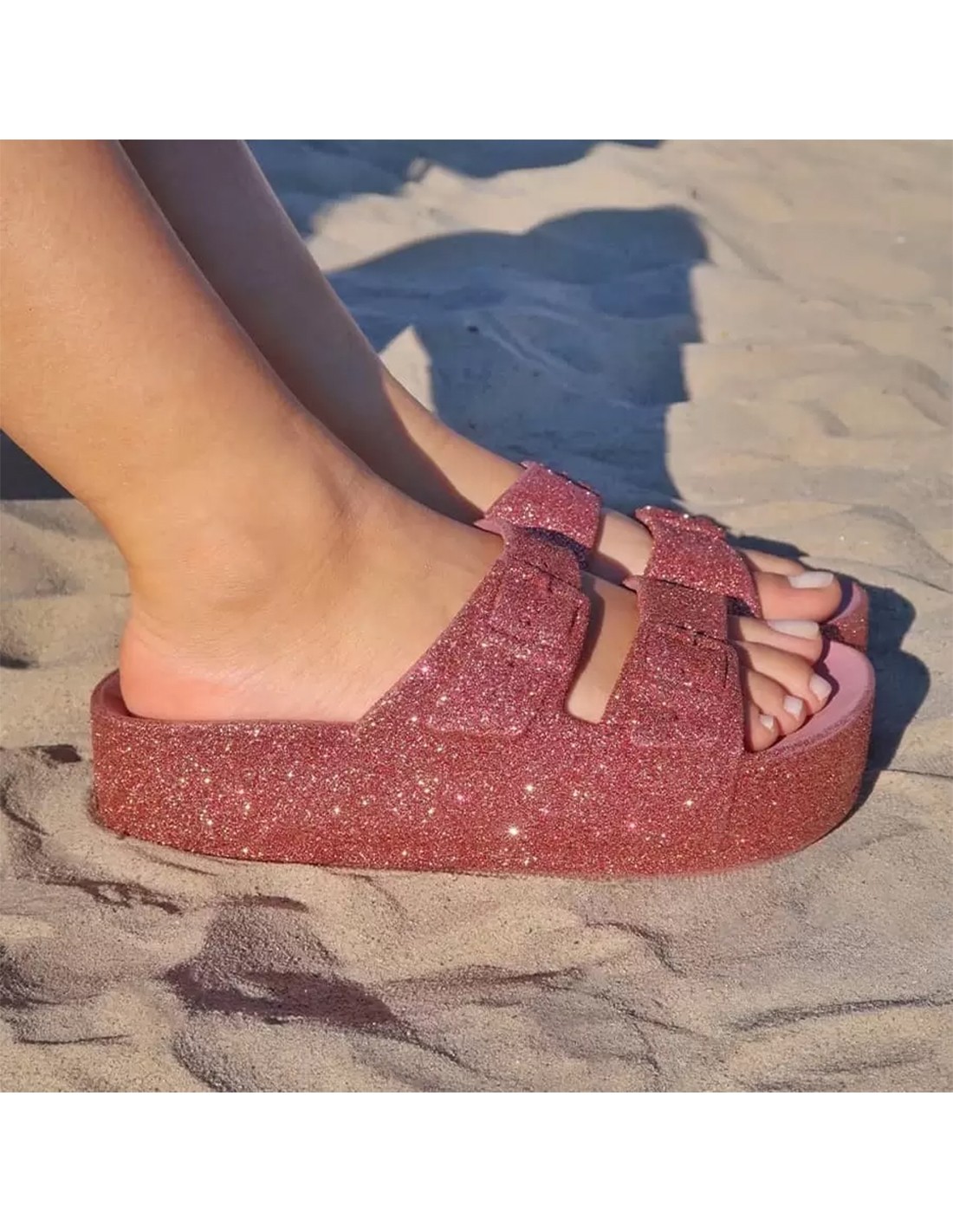 cacatoes Claquettes Compensées Caipirinha Glitter Women Rose
