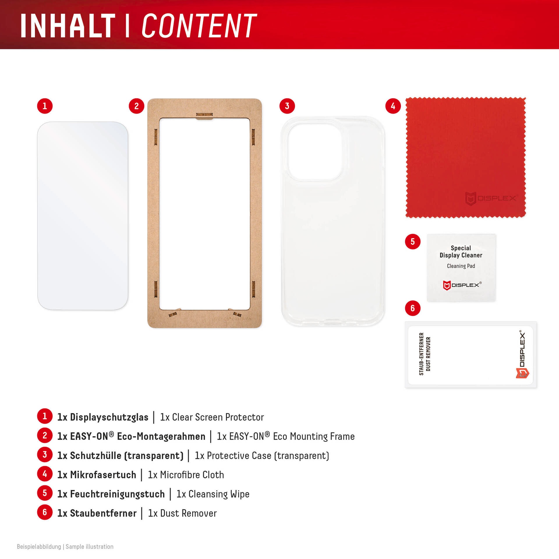 Displex Displayschutzglas »Real Glass Screen Protector inkl. Case« für Apple iPhone 17 Pro Max Displayschutzfolie, Schutzfolie, Bildschirmschutz, kratz- & stossfest