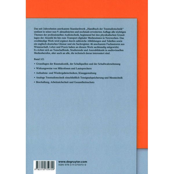 De Gruyter Handbuch der Tonstudiotechnik