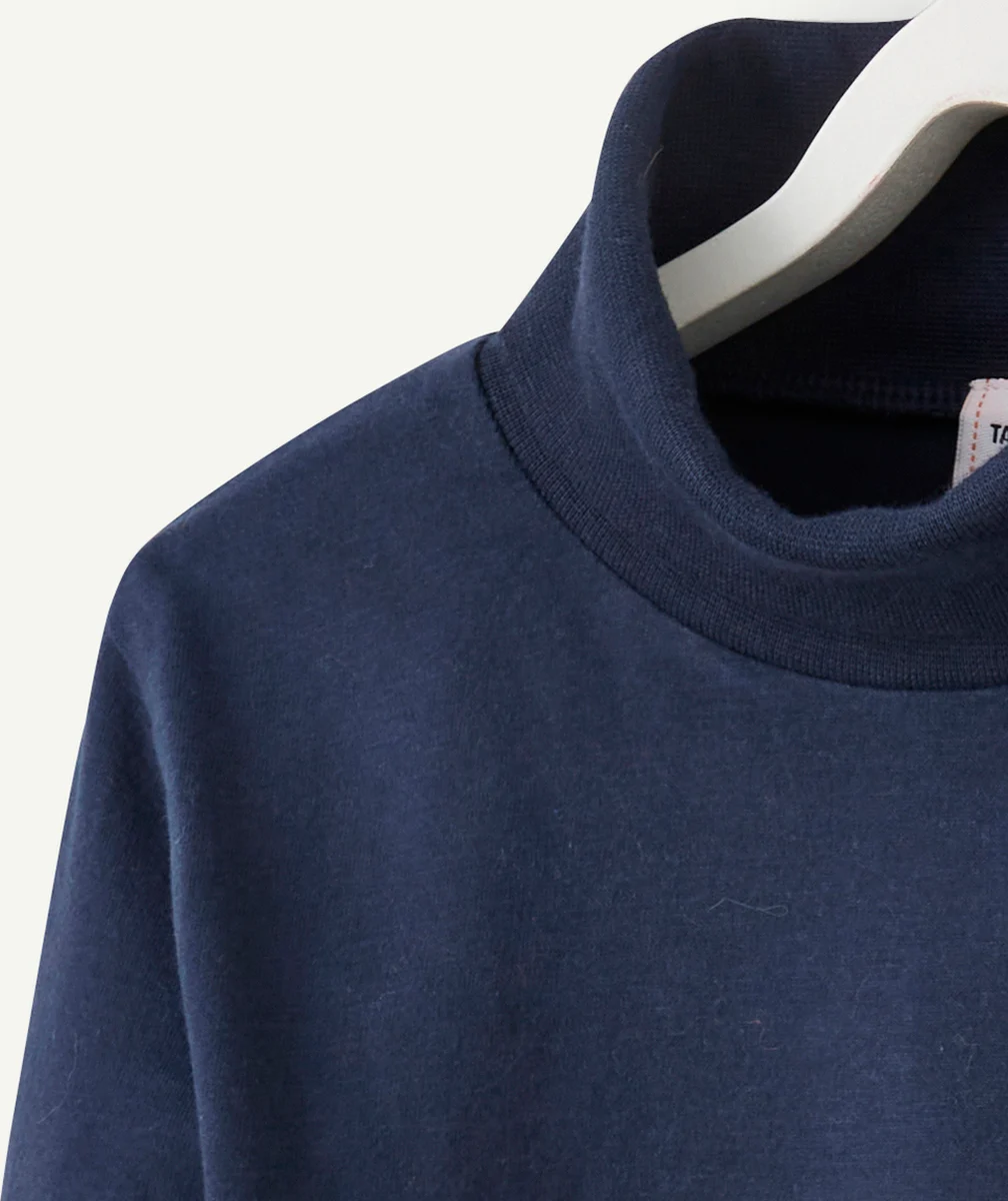 SOUS-PULL COL ROULÉ GARÇON BLEU FONCÉ EN COTON