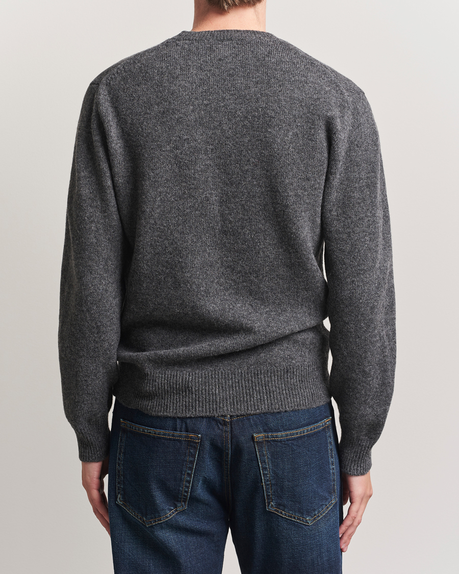 Baracuta Shetland Virgin Wool Crew Neck Mid Grey
