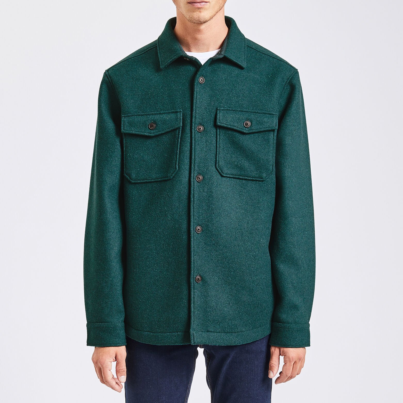 Surchemise regular unie laine polyester recyclé Vert clair