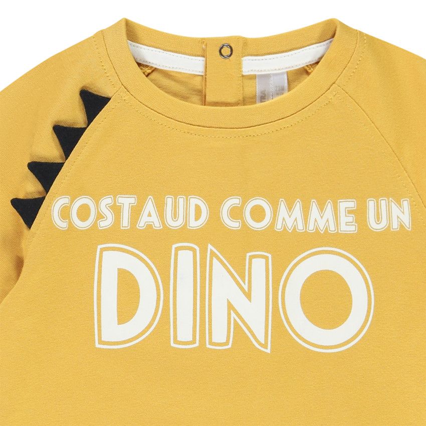 T-shirt manches longues en jersey print message ludique pour bébé garçon - Moutarde