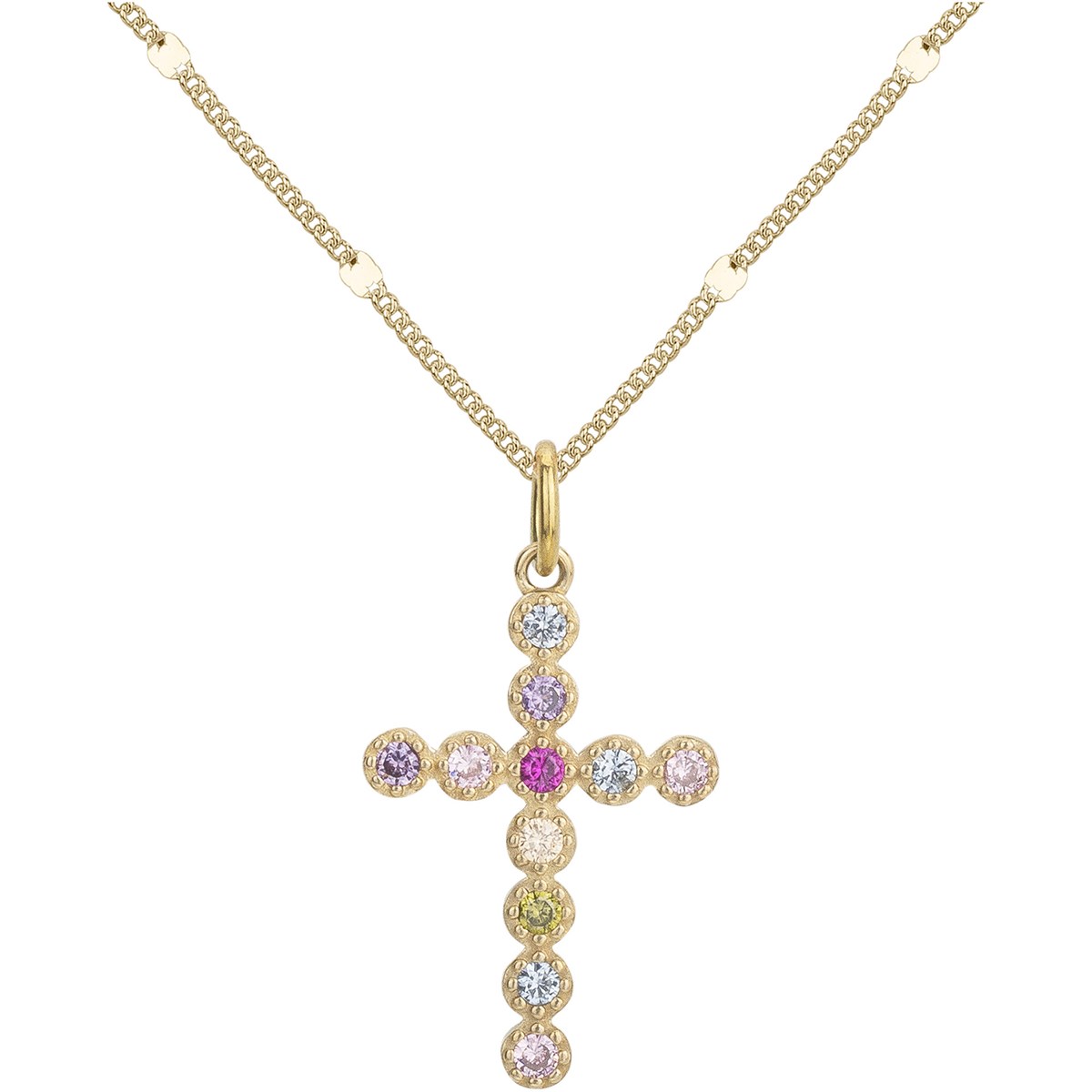 Collier en Plaqué Or avec oxyde de zirconium multicolore