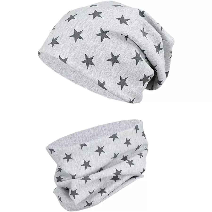 TupTam Unisex Kinder Beanie Mütze Schlauchschal Set grau