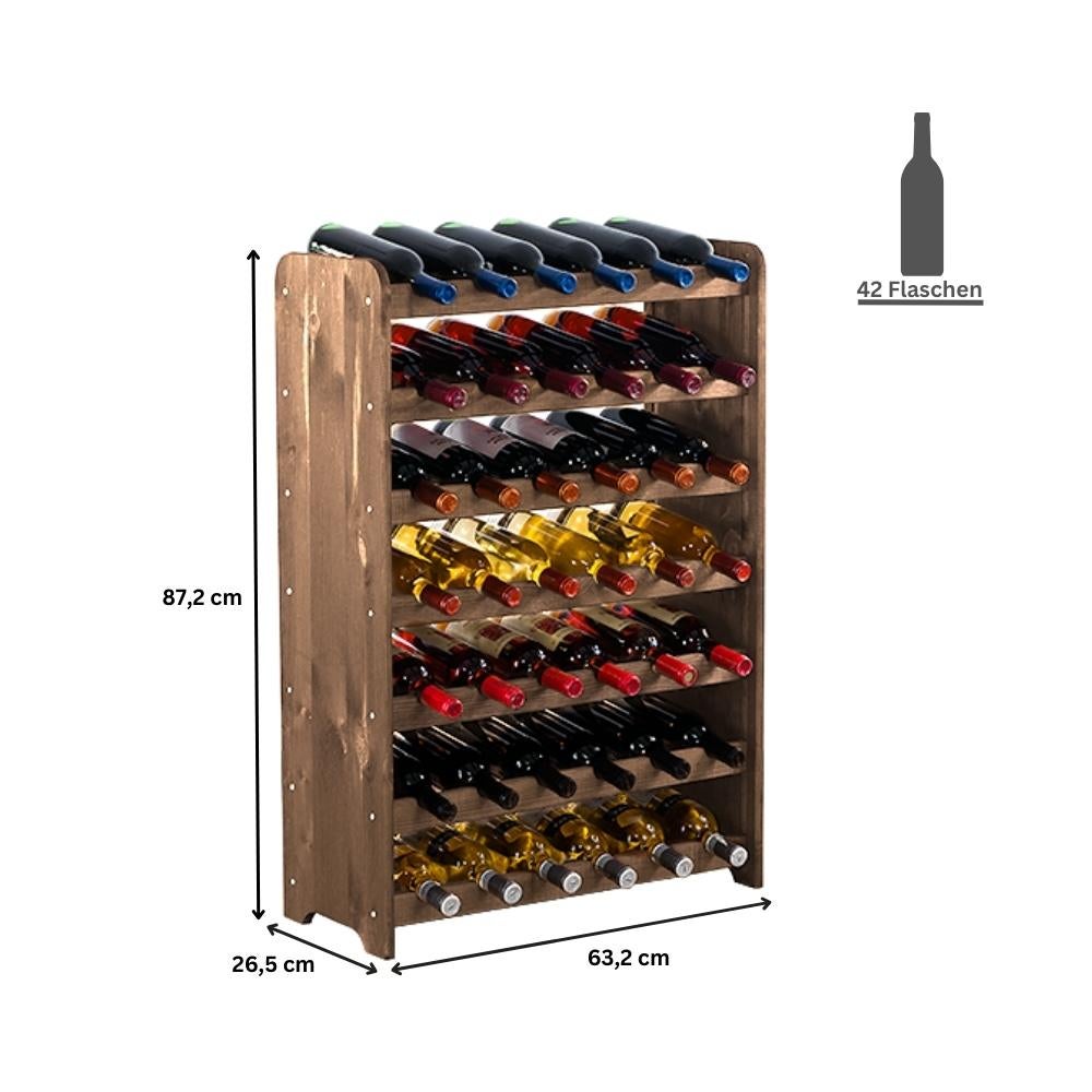 PROREGAL Wijnrek Pinot Vine C HxBxD 87,2 x 63,2 x 26,5 cm 42 Flessen Massief grenenhout Bruin Geolied