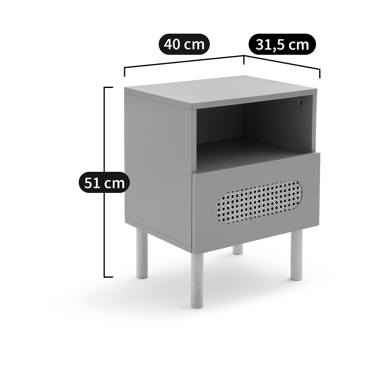 SO'HOME<br>Mesa de cabeceira com 1 gaveta em vime, Pacome