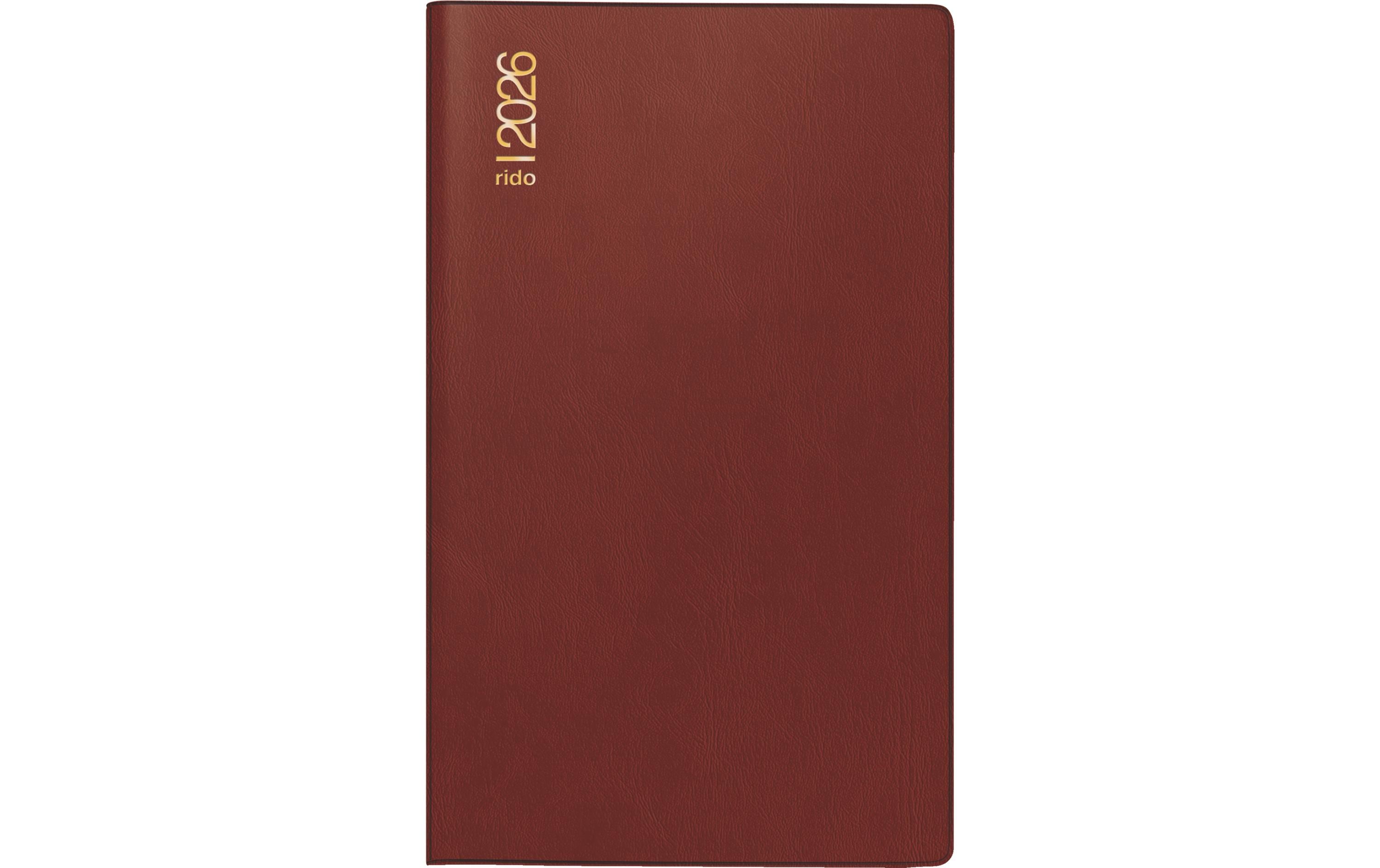 Taschenplaner Uni 2026, BordeauxTaschenkalender mit zwei Seiten je Monat