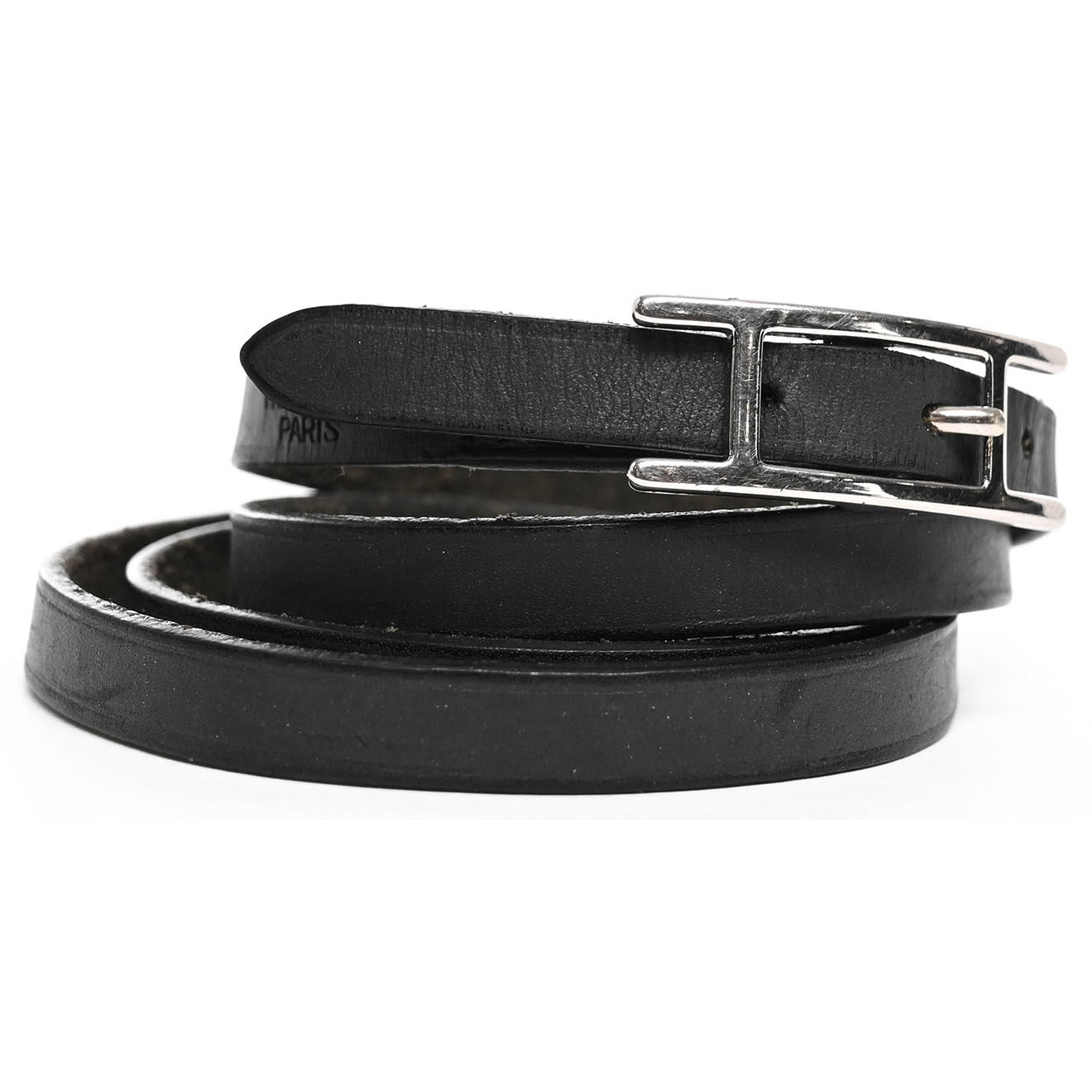 Hermès Bracelet en Cuir Behapi Triple Tour T.2 noir - Très bon état