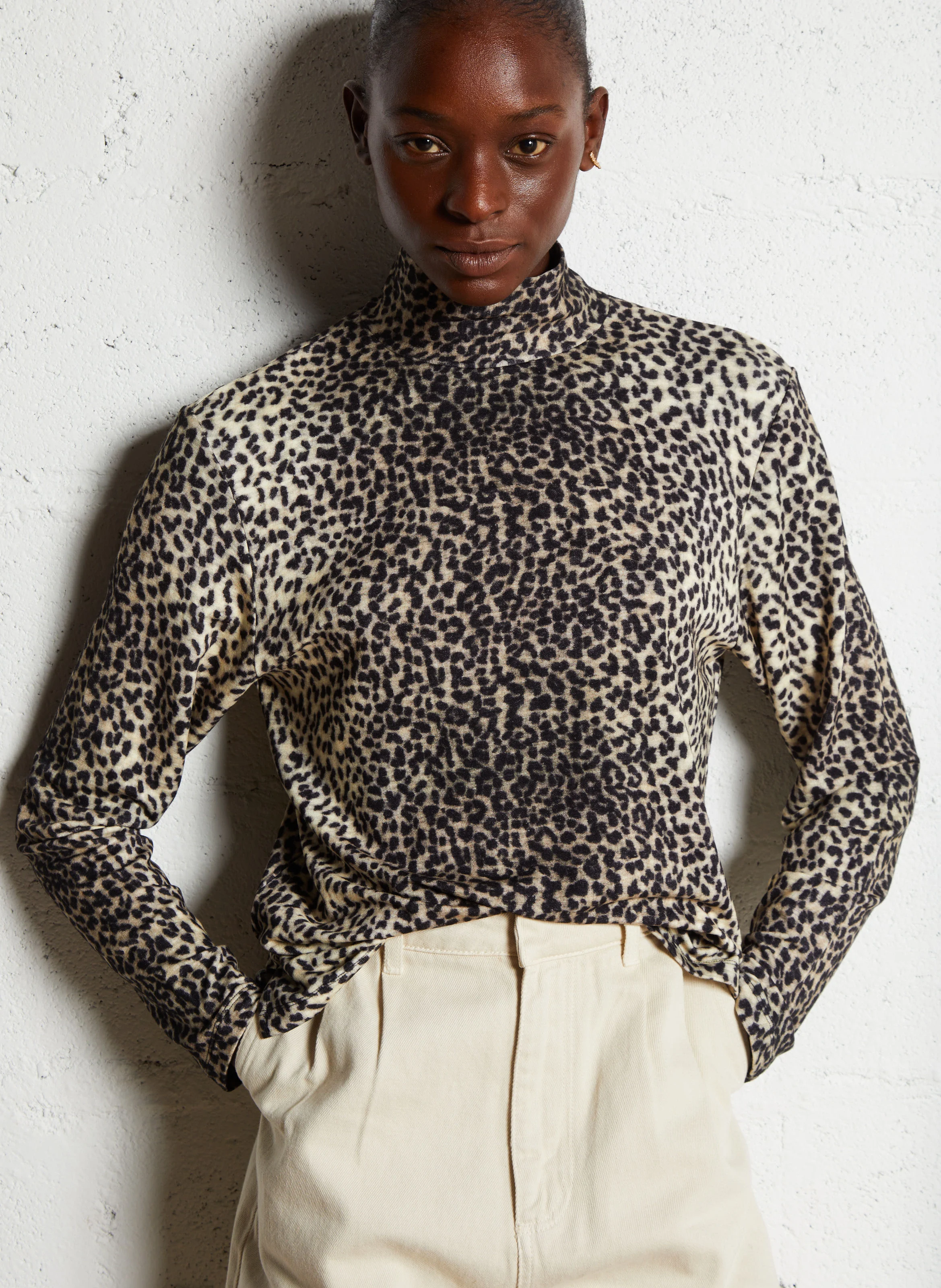 Tee-shirt droit à col montant | Multicolore