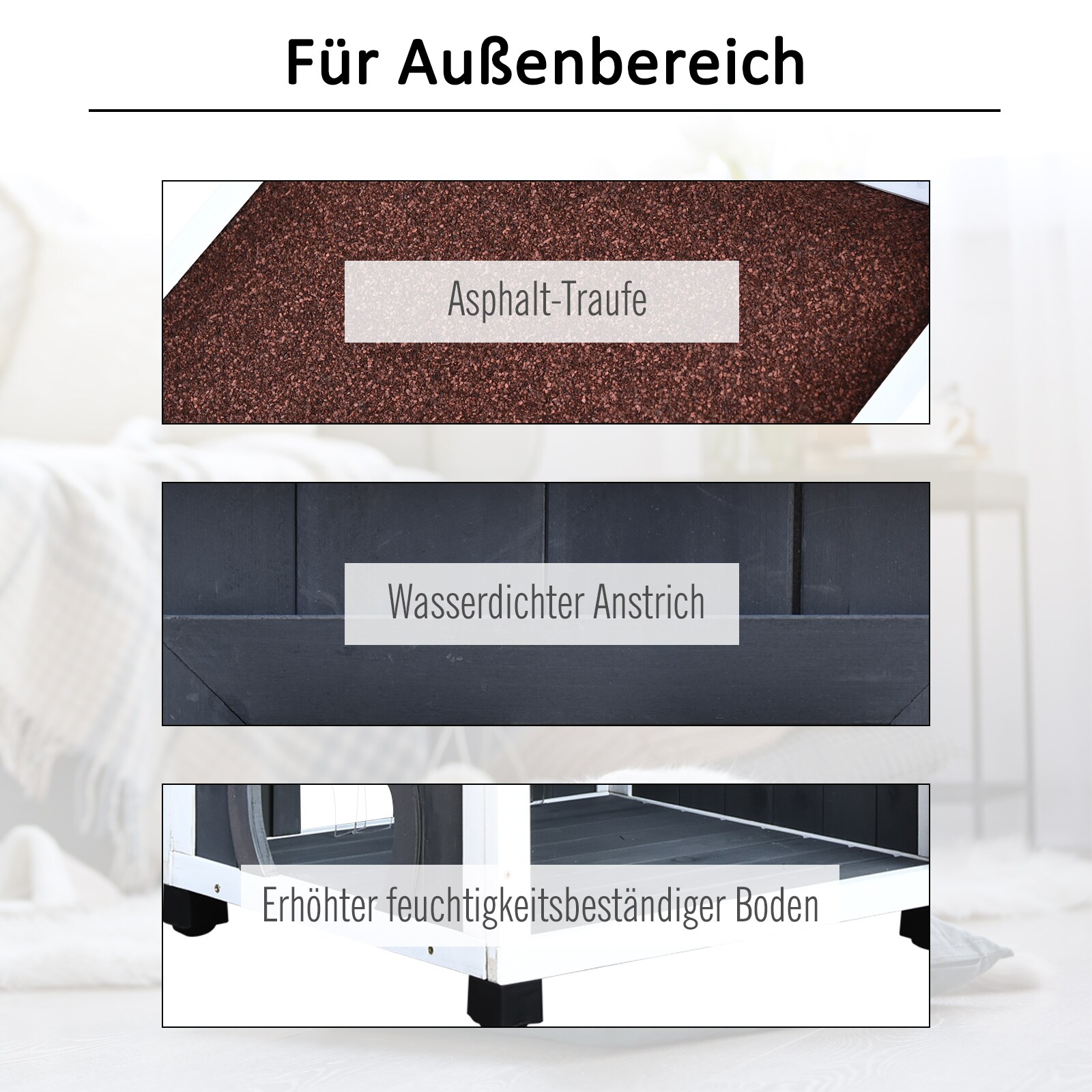PawHut Katzenvilla mit Asphaltdach grau, weiß 59 x 55 x 109 cm (LxBxH)