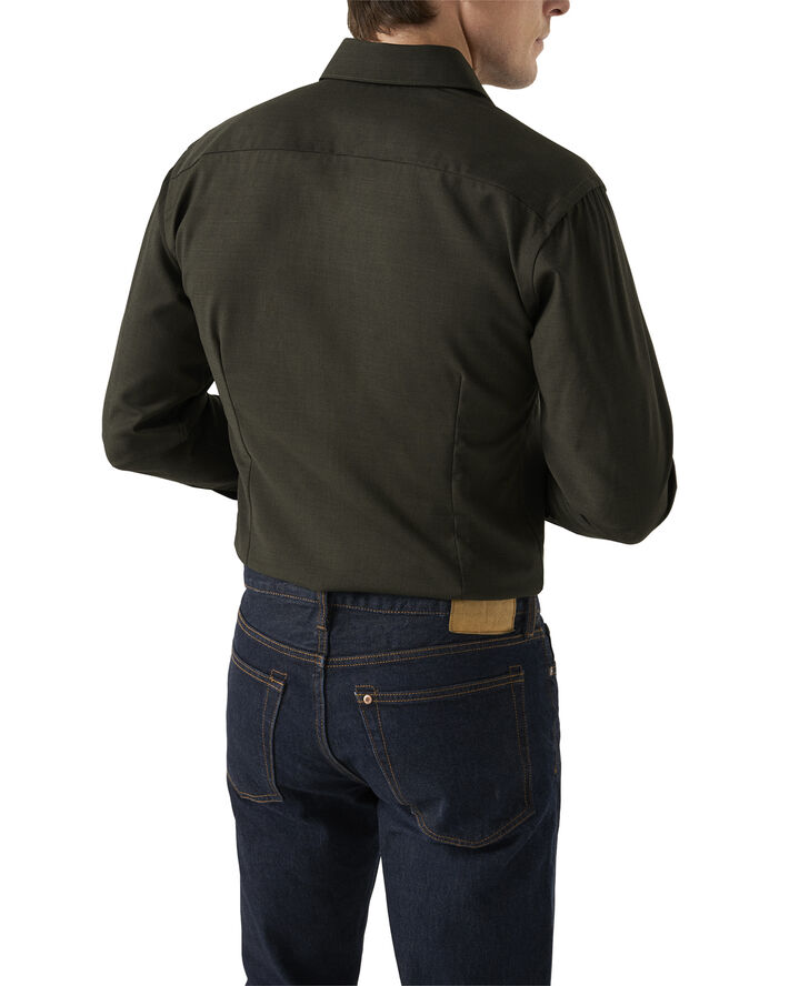 ETON Contemporary Fit Dark Green Solid Merino Wool Shirt Grøn