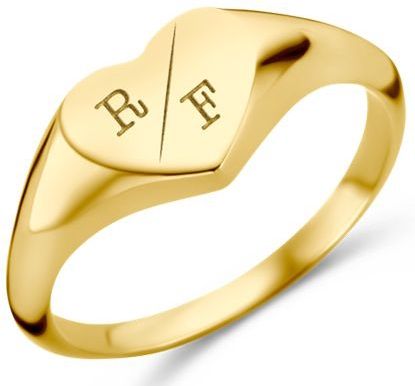 Hartvormige Gouden zegelring met twee initialen